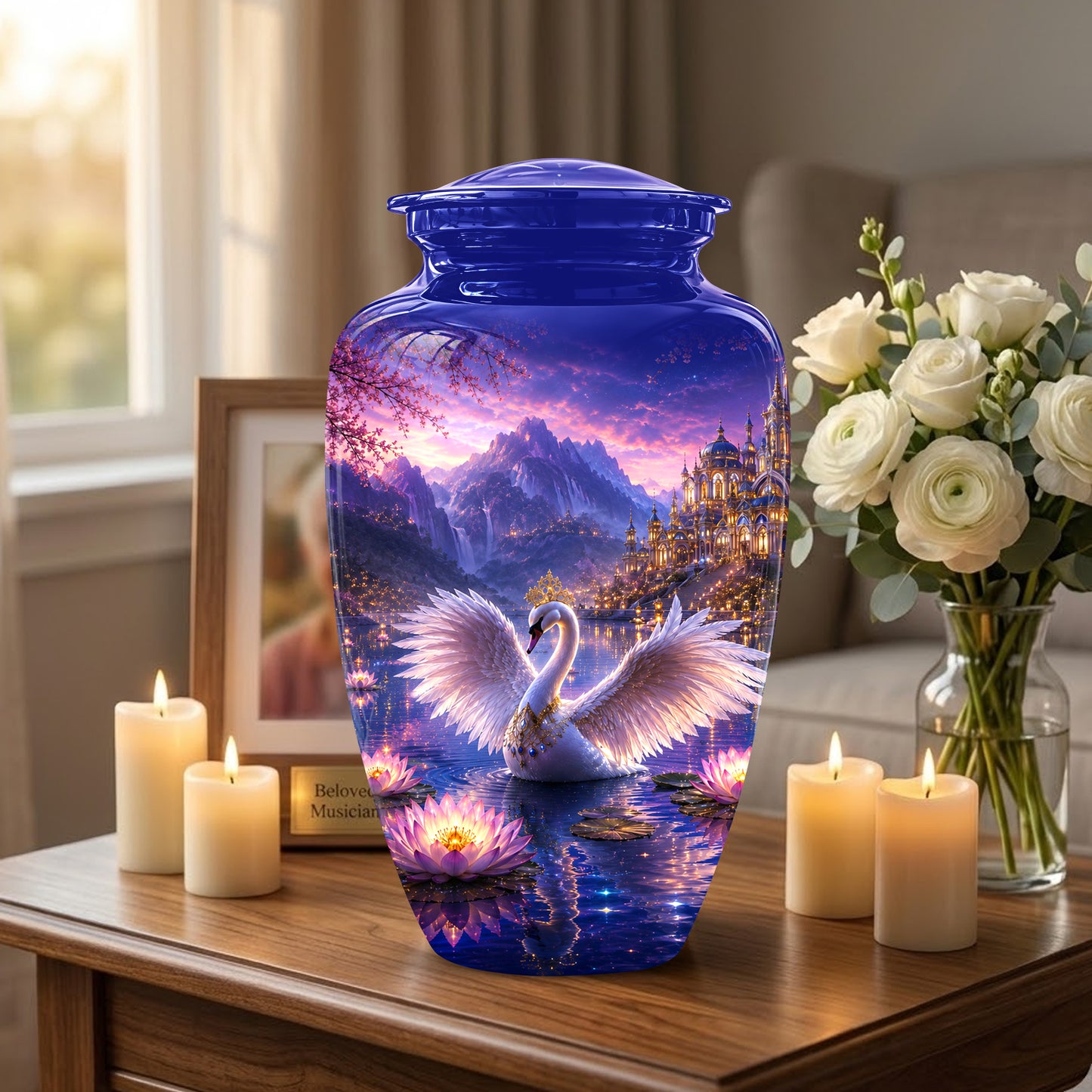 Swan Lake Fantasy Urn - Majestic Burial Urns For Loved Ones Ashes