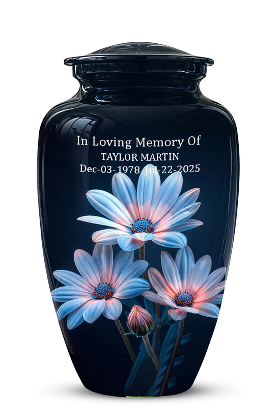 Blue Flower Memorial  Urn - Beautifully Crafted Urns To Tribute Ashes
