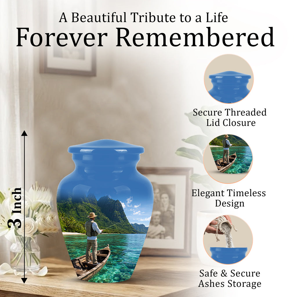 Father Fishing Cremation Urn - Majestic Memorial Urns For Human Ashes
