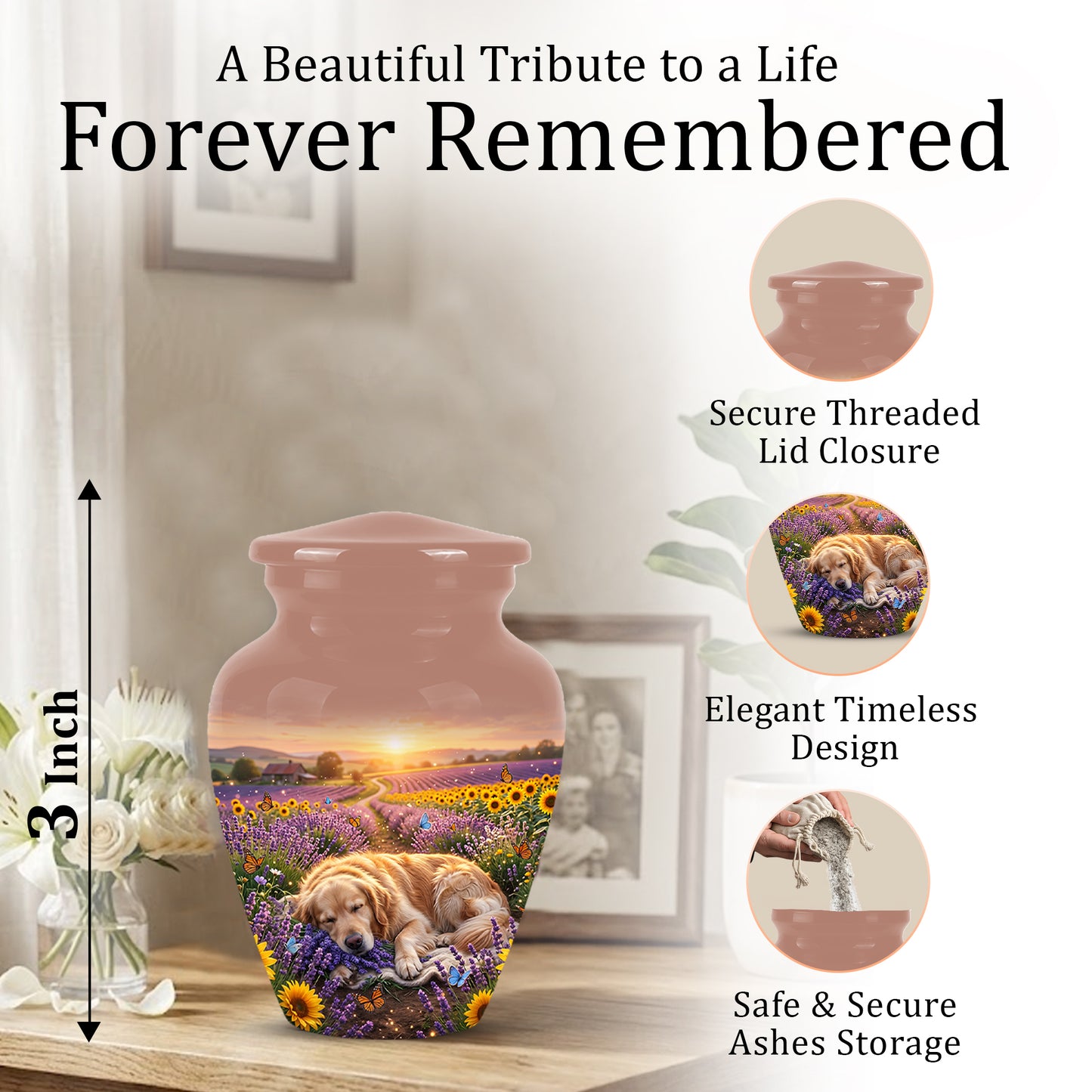 Golden Retriever Gog Memorial Urn - Personalized Pet Urns For Ashes