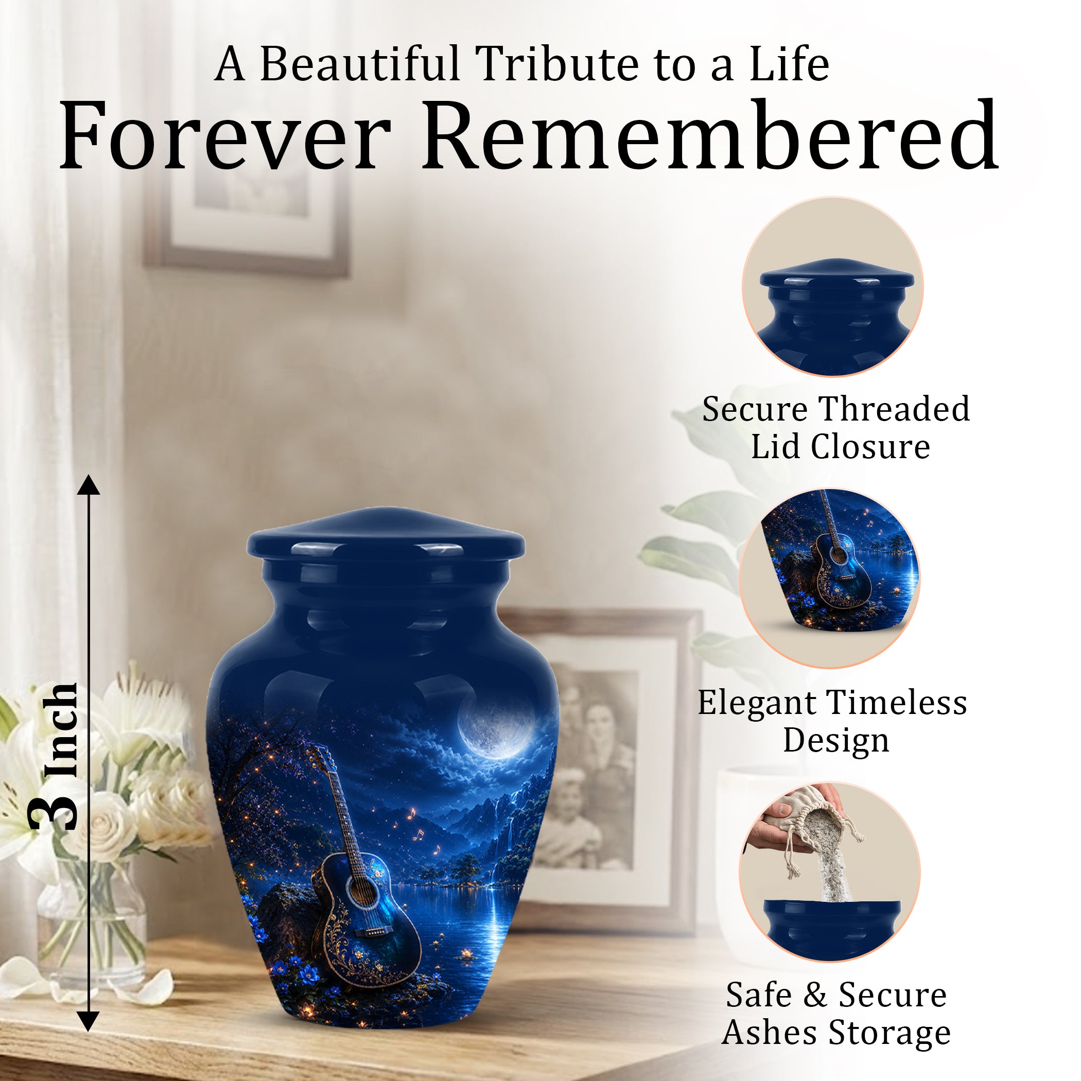 Acoustic Guitar Cremation Urn - Custom Guitar Urns For Human Ashes