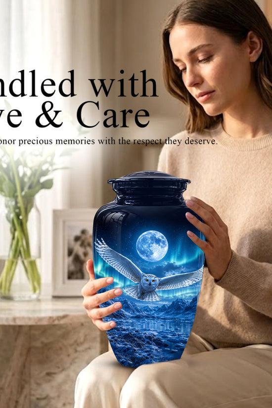 Flying Owl Memorial Urn - Night Owl Cremation Urns For Human Ashes