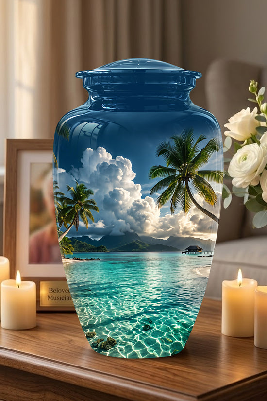 Tropical Beach Cremation Urn - Custom Memorial Urns For Women Ashes