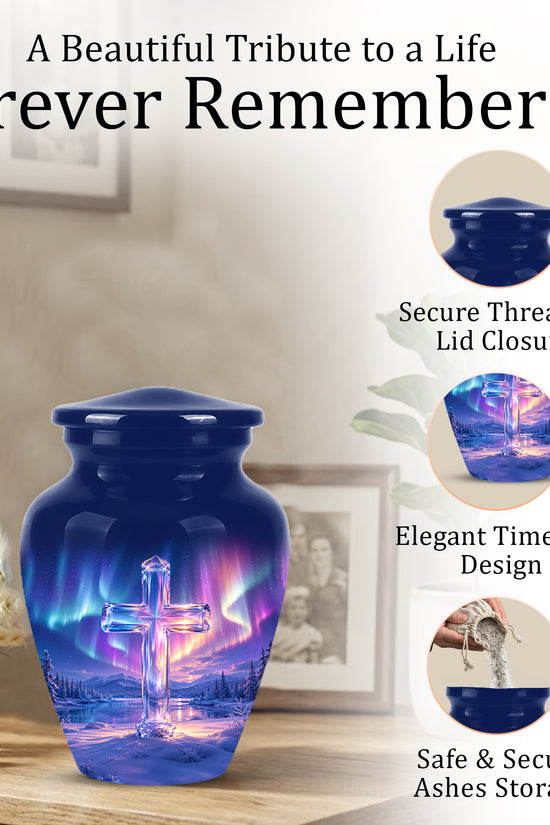 Celestial Cross Cremation Urn for Ashes – Peaceful Tribute Memorial Urn