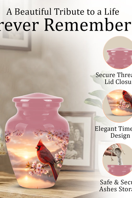 Cardinal Bird Themed Urn - Beautiful Memorial Urns For Spiritual Ashes