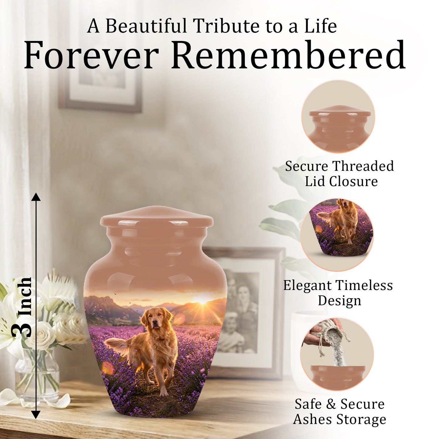Golden Retriever Memorial Urn - Eternal Resting Urn For Pet Dog Ashes