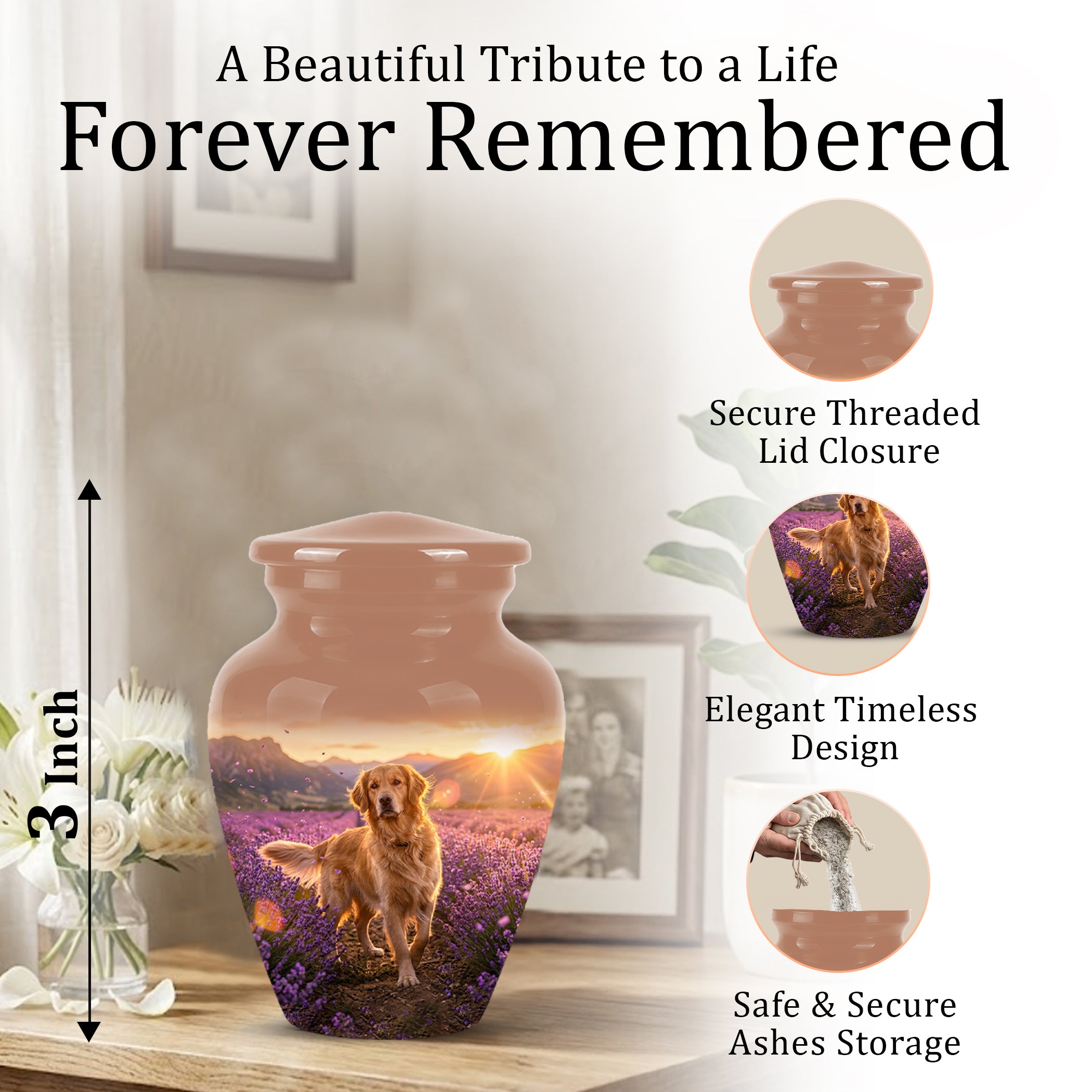 Golden Retriever Memorial Urn - Eternal Resting Urn For Pet Dog Ashes