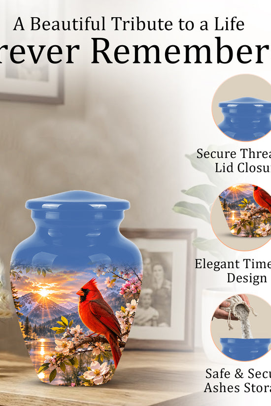 Red Cardinal Bird Cremation Urns - Beautiful Memorial Urns For Ashes