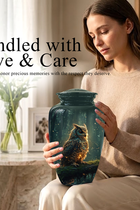 Mystical Owl Cremation Urn - Green Burial Urns For Human Ashes