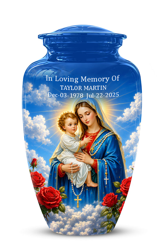 Catholic Virgin Mary & Baby Jesus Urn - Personalized Spiritual Urns
