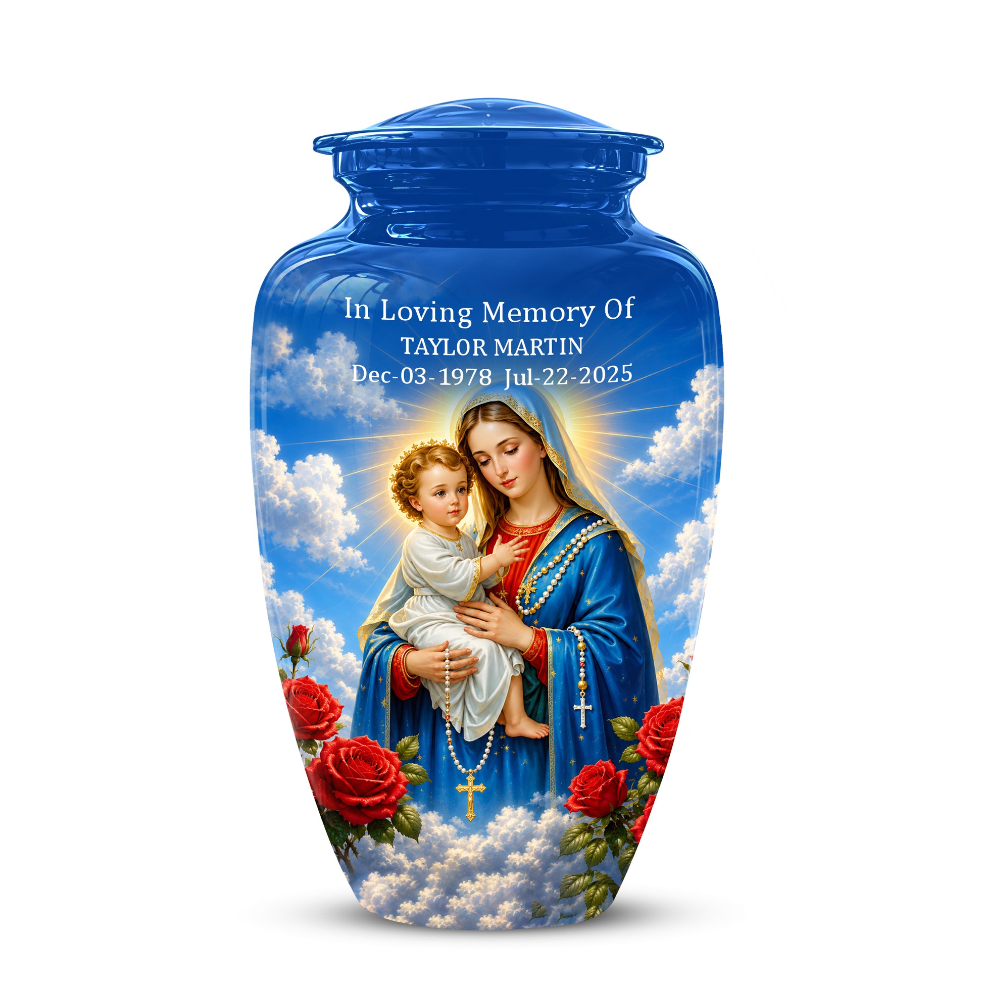 Catholic Virgin Mary & Baby Jesus Urn - Personalized Spiritual Urns