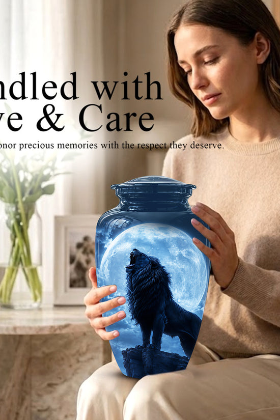 Roaring Lion Cremation Urn - Handcrafted Personalized Urns For Ashes