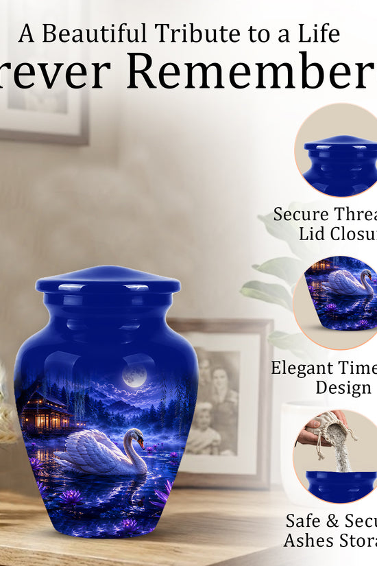 White Swan Memorial Urn - Personalized Funeral Urns On Sale For Ashes