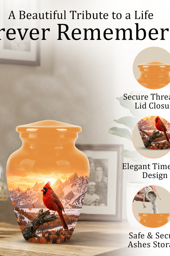 Red Cardinal Bird Burial Urn - Personalized Handcrafted Urns For Ashes
