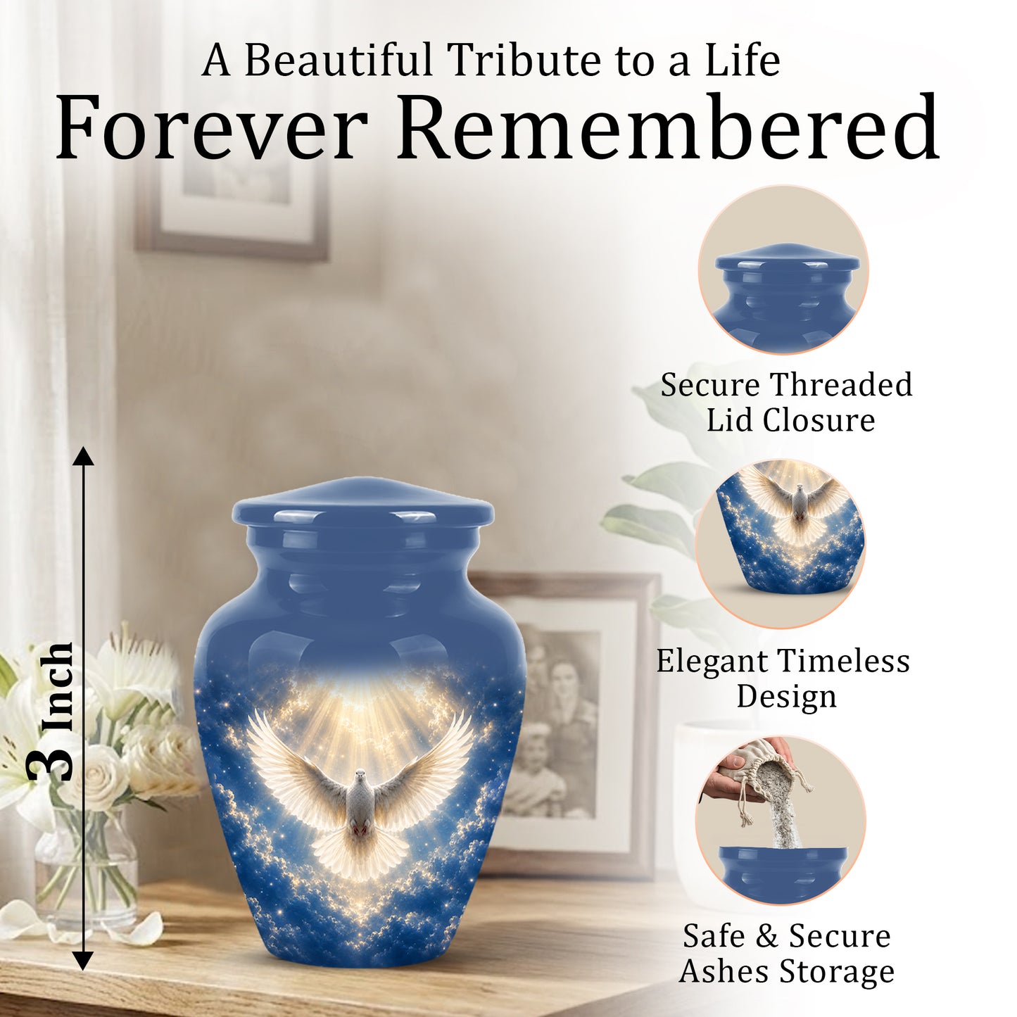 White Dove Cremation Urn - Beautifully Handcrafted Urns For Ashes