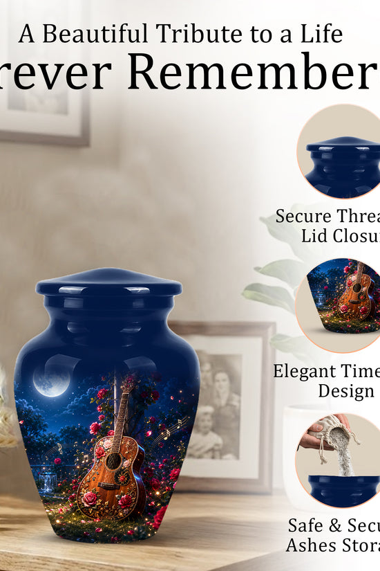 Starry Guitar Memorial Urn - Artistic Funeral Urns For Musicians Ashes