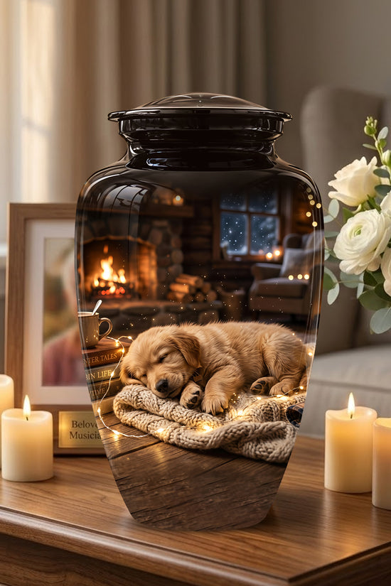 Dog Puppy Cremation Urn - Resting Eternal Memorial Urns For Pet Ashes