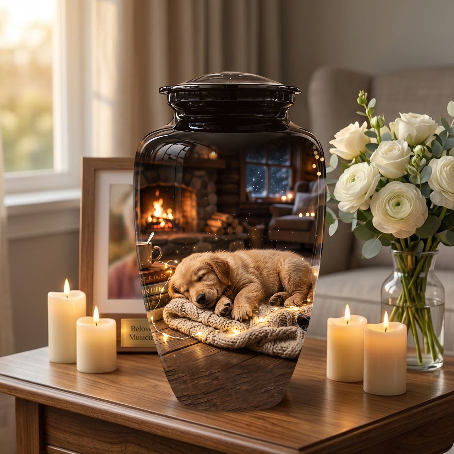 Dog Puppy Cremation Urn - Resting Eternal Memorial Urns For Pet Ashes