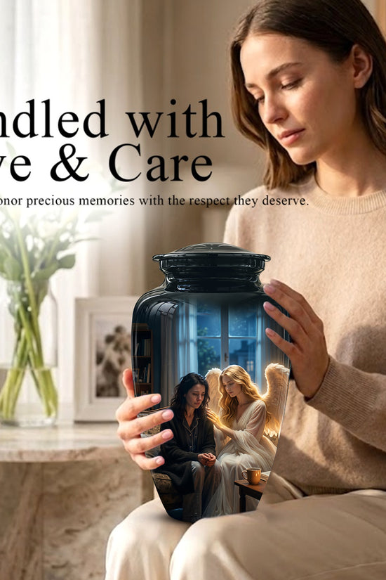 Black Angel Burial Urns - Personalized Memorial Urns For Mother Ashes