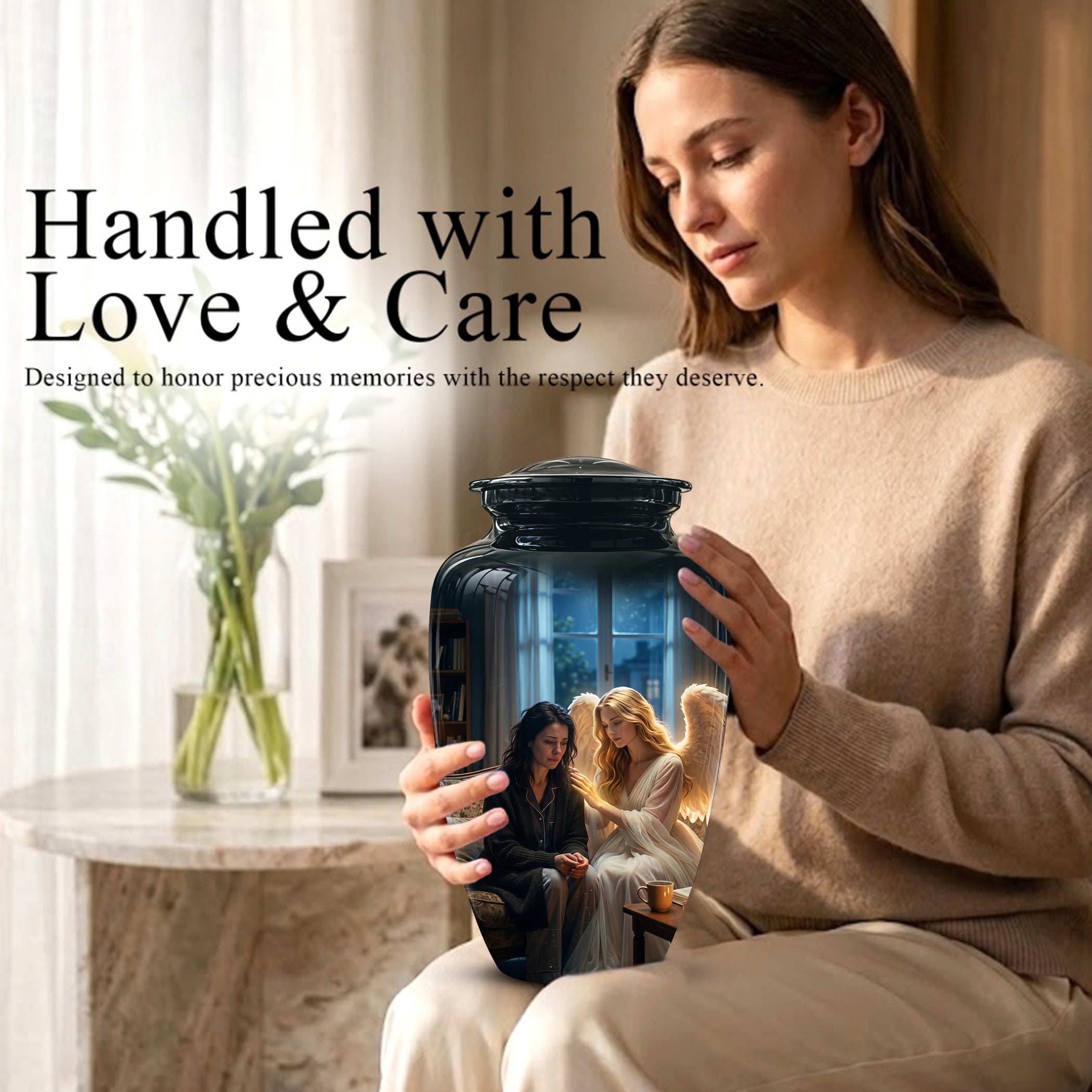 Black Angel Burial Urns - Personalized Memorial Urns For Mother Ashes
