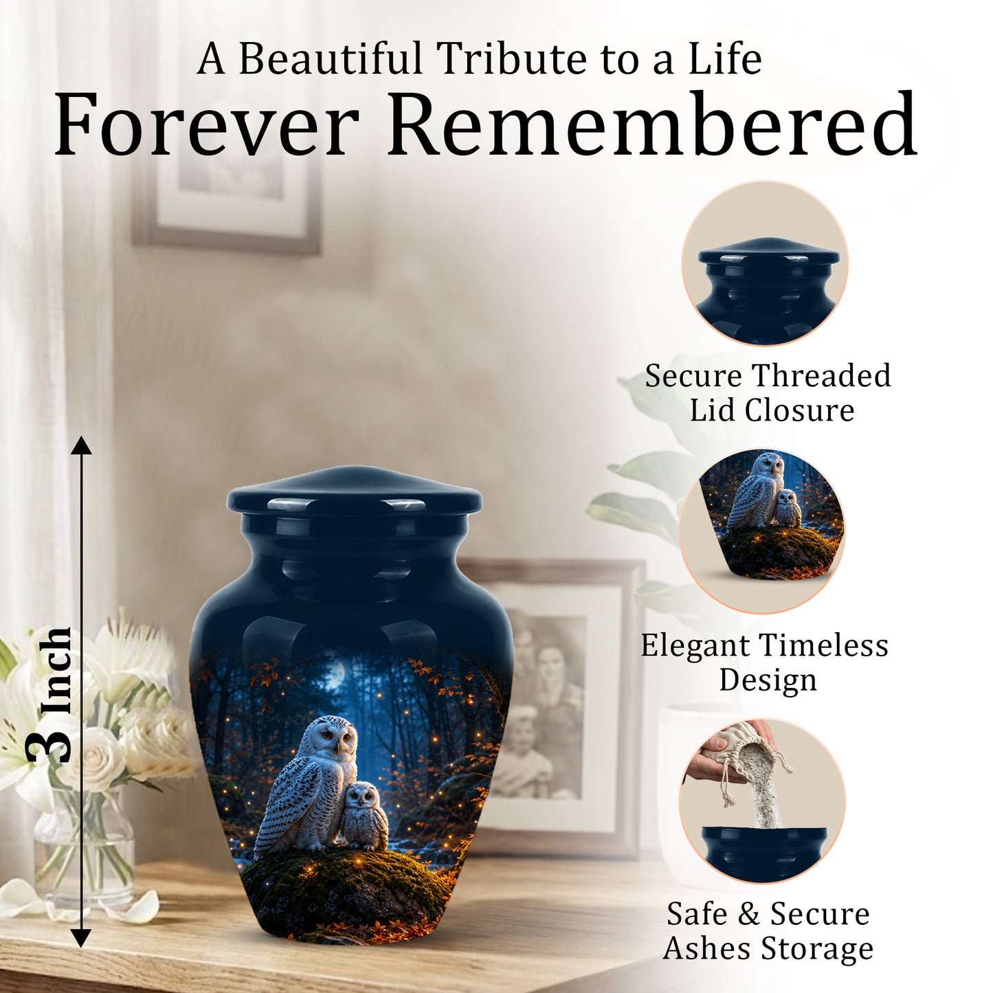 Owl With Owlet Themed Urn - Custom Cremation Urns For Human Ashes