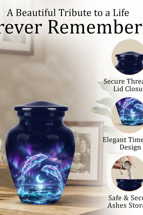 Dolphin Cremation Urn - Artistic Moonlight Memorial Urns For Ashes