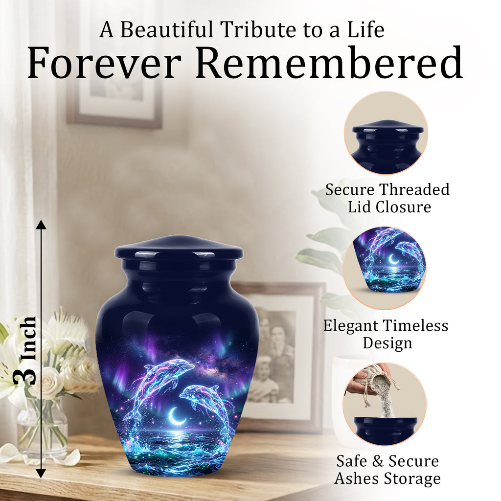 Dolphin Cremation Urn - Artistic Moonlight Memorial Urns For Ashes