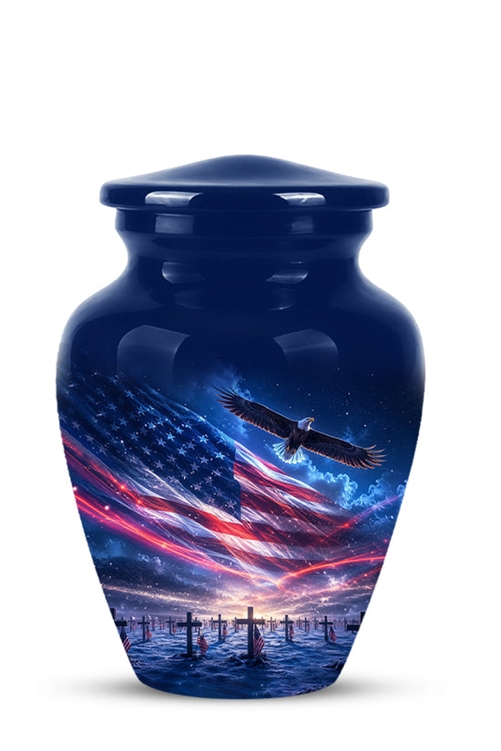 Personalized American Flag Cremation Urn for Ashes – Custom Military Memorial Urn