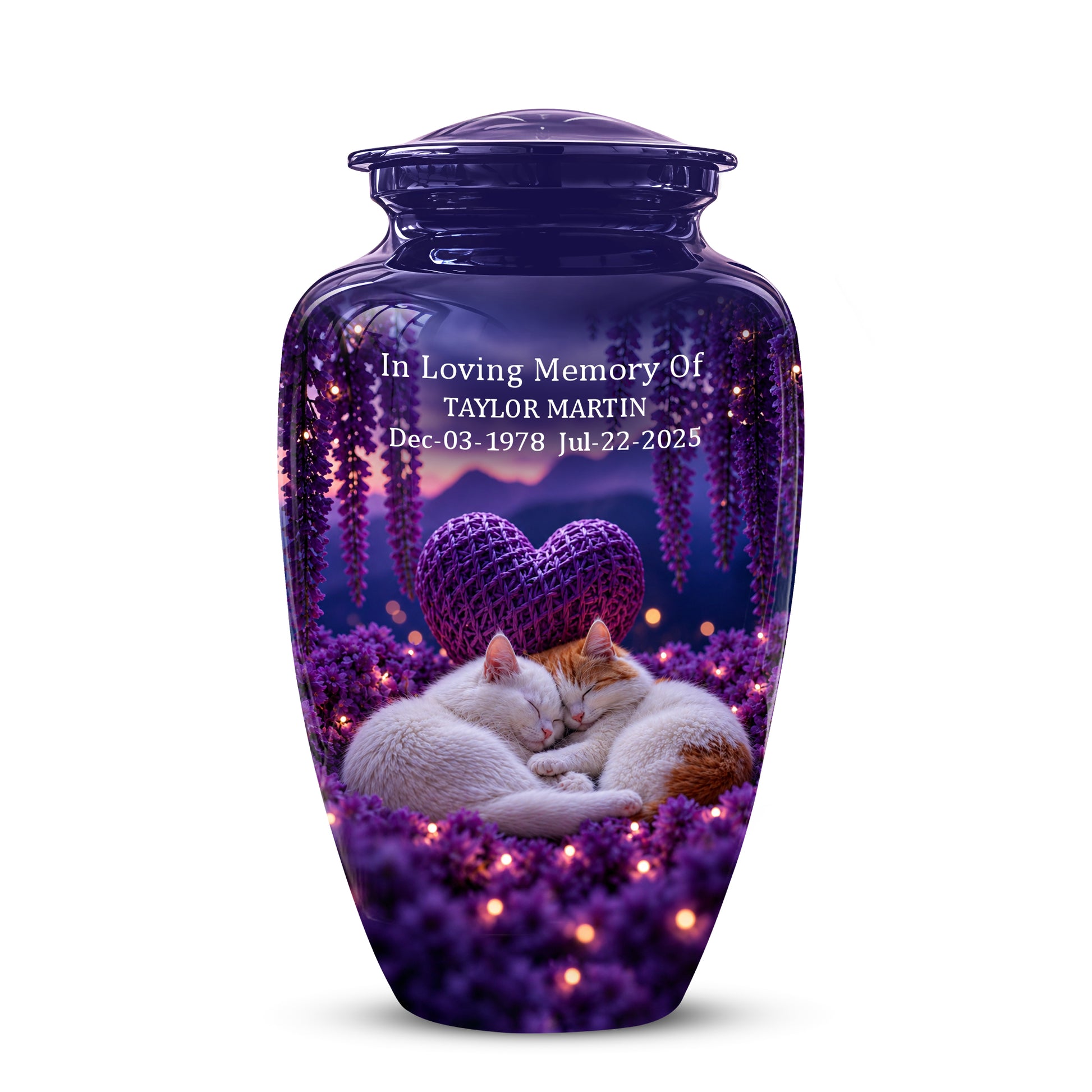 Eternal Resting Cat Cremation Urn - Personalized Urns For Pet Cat Ashes