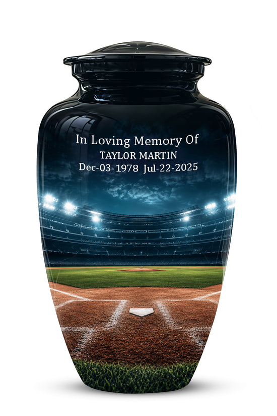 Personalized Baseball Ground Cremation Urn - Aluminium Memorial Urns