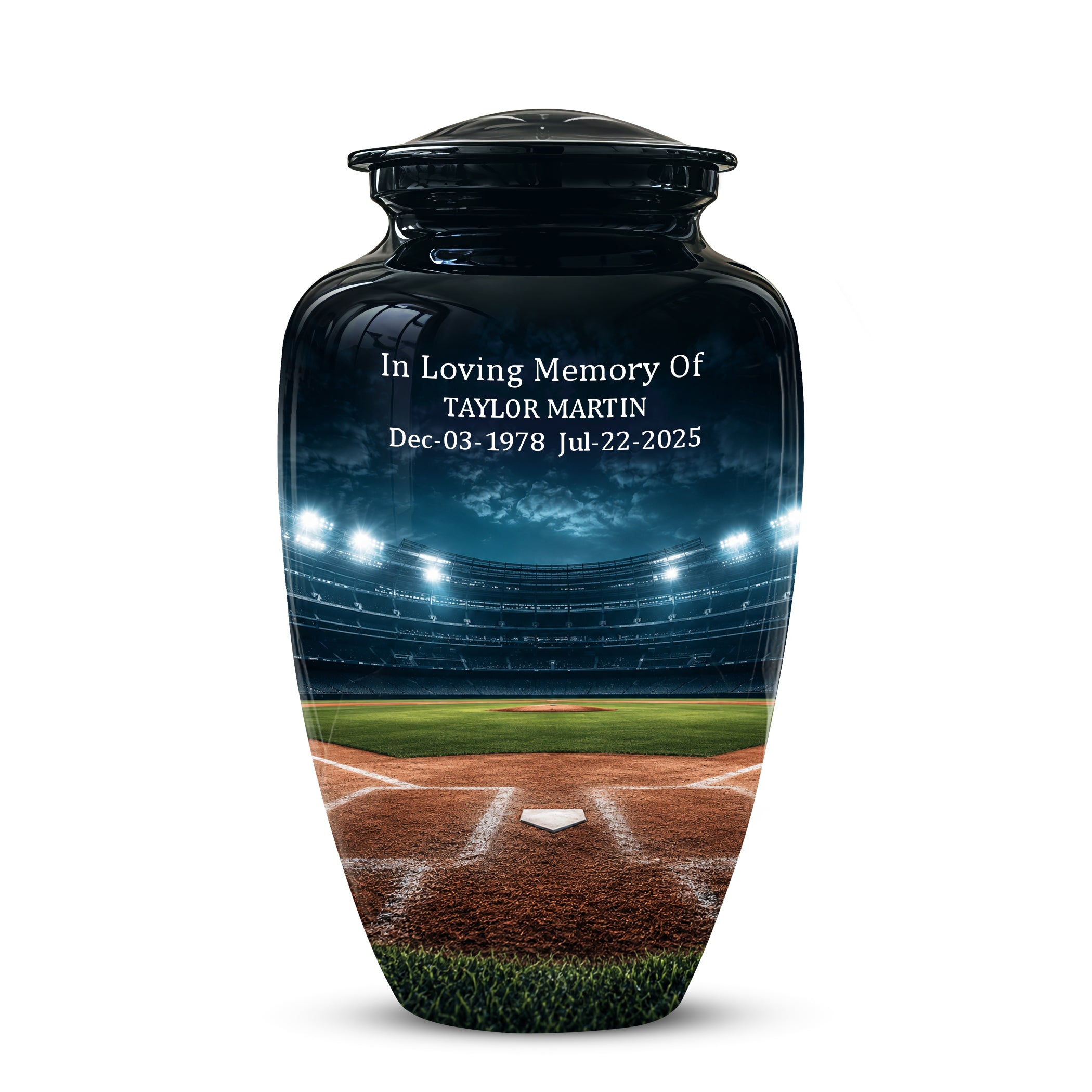Personalized Baseball Ground Cremation Urn - Aluminium Memorial Urns