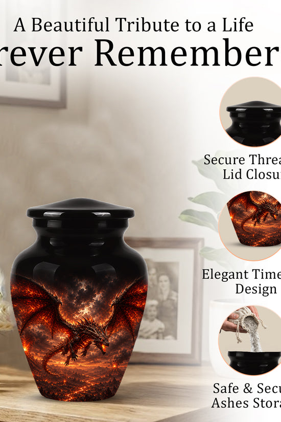 Dragon Fire Cremation Urn - Artistic Mythical Burial Urns For Human Ashes