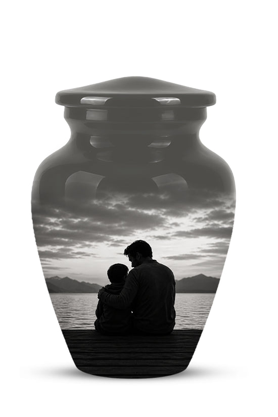 Handcrafted Father Memorial Urn - Black Personalized Urn For Dad Ashes