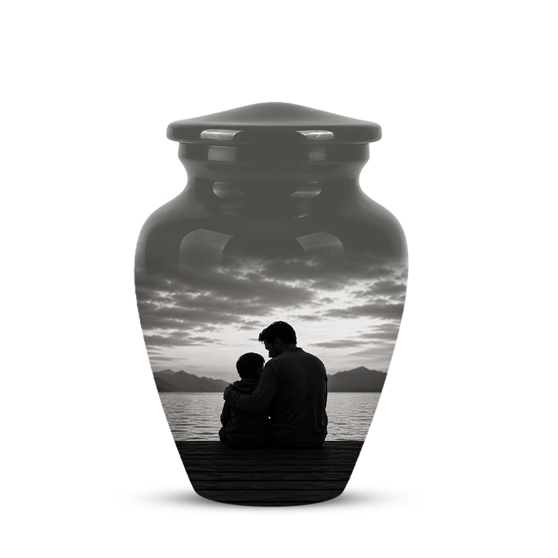 Handcrafted Father Memorial Urn - Black Personalized Urn For Dad Ashes