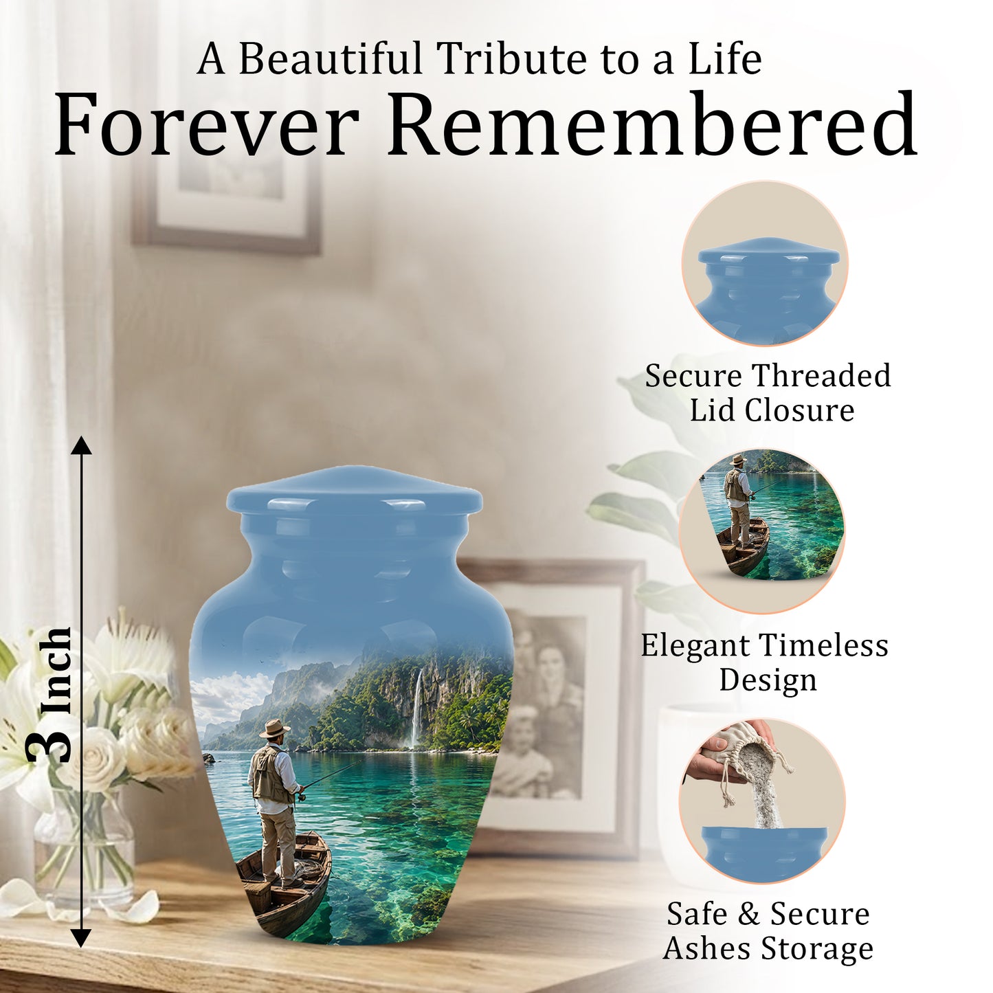 Fishing Boat Memorial Urn - Artistic Landscape Urns For Human Ashes