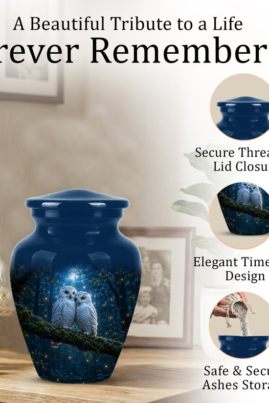 Starry Night Couple Owl Funeral Urn - Owl Funeral Urns For Loved Ones