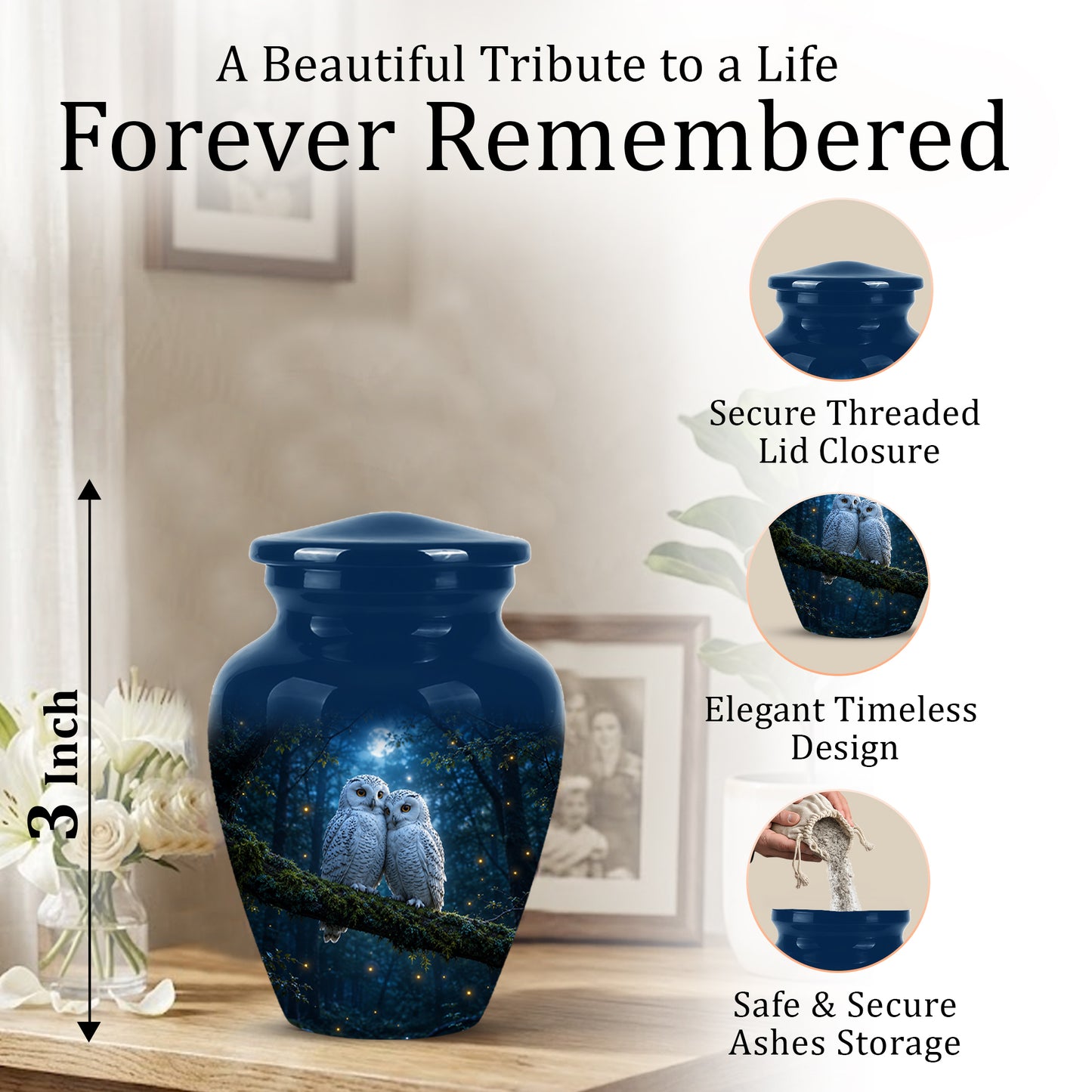 Starry Night Couple Owl Funeral Urn - Owl Funeral Urns For Loved Ones