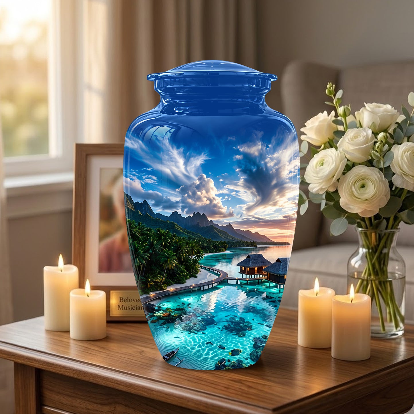 Beach Themed Cremation Urn - Personalized Burial Urns For Human Ashes