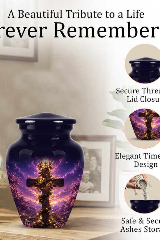 Cross With Crown Cremation Urn for Ashes – Spiritual Memorial Urns