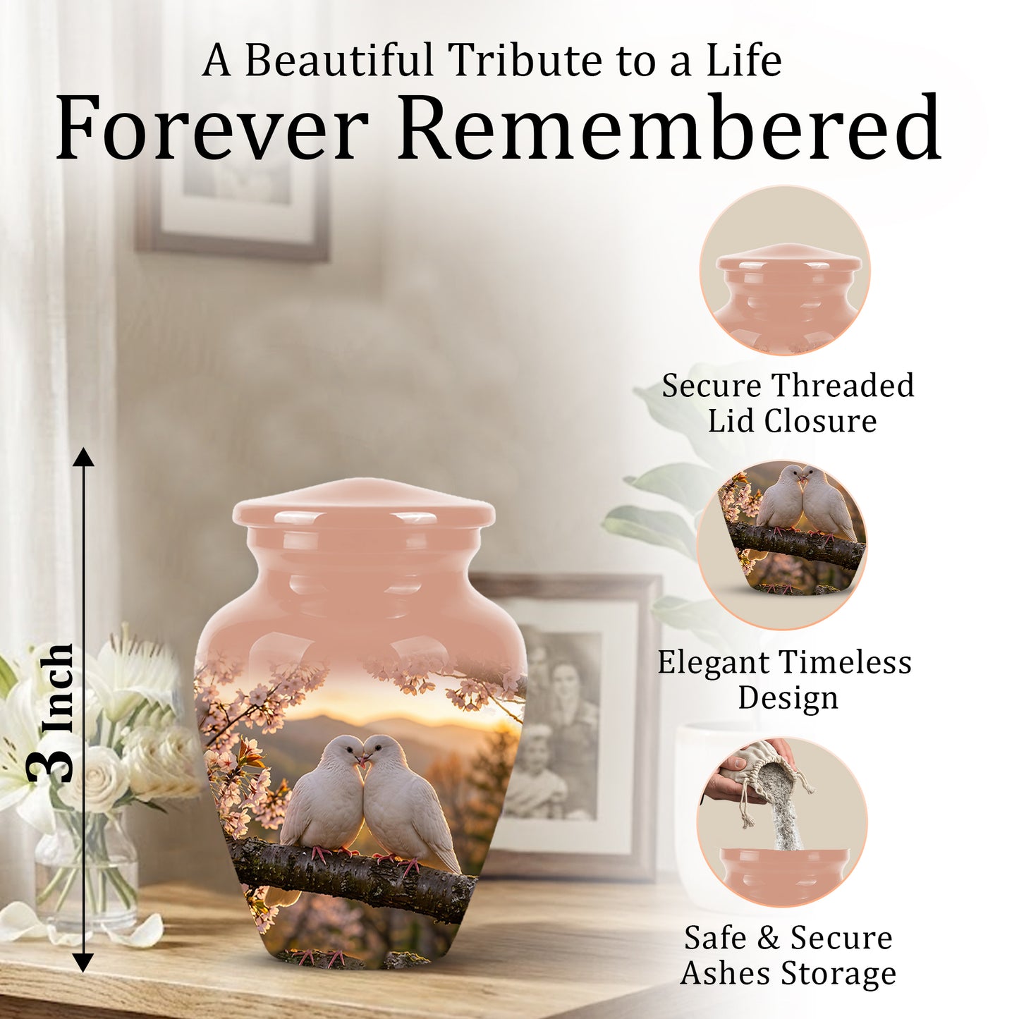 White Couple Dove - Peaceful Memorial Urns To Tribute Lover's Ashes
