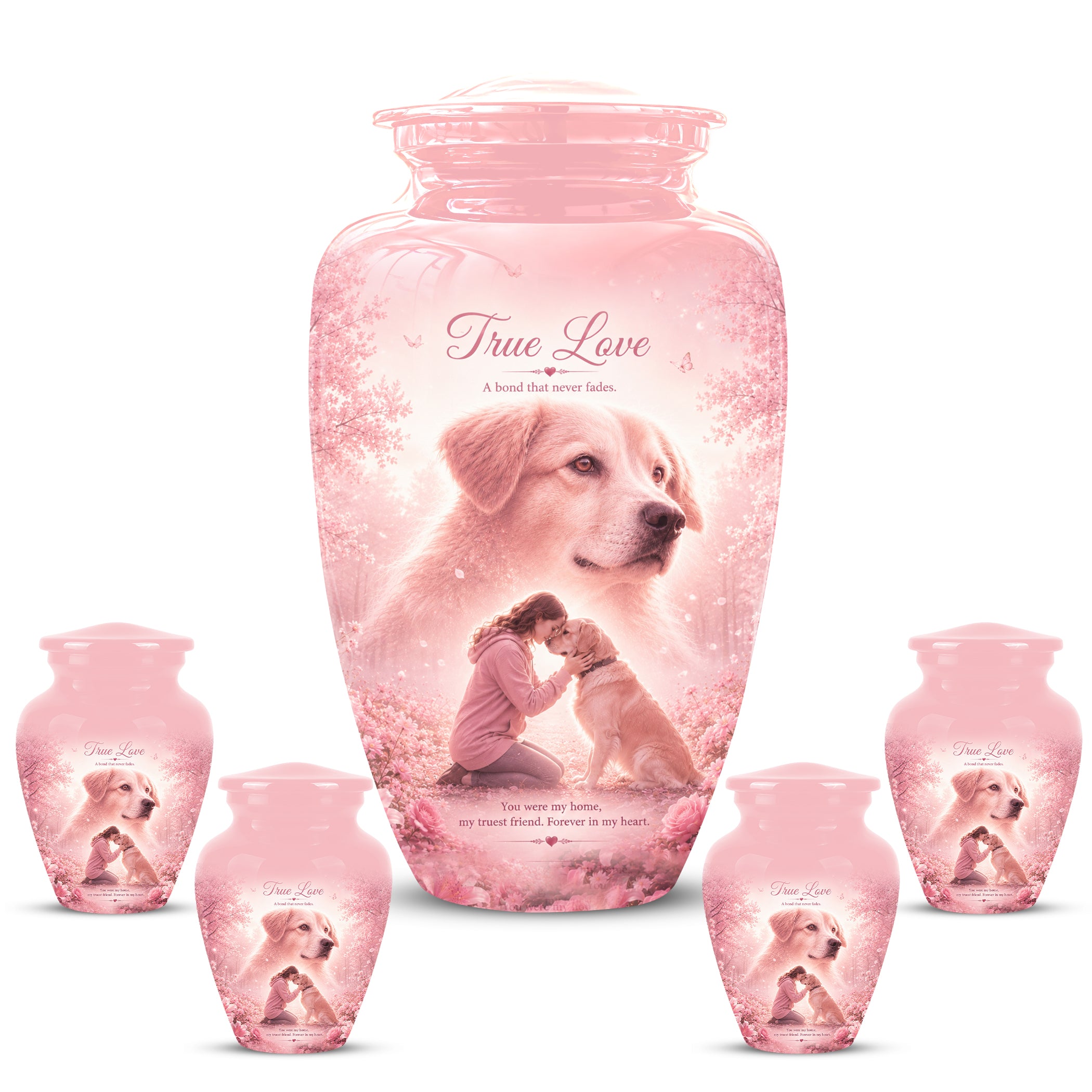 Pink Pet Dog Memorial Urn – Dog Burial Urn for Pets Ashes