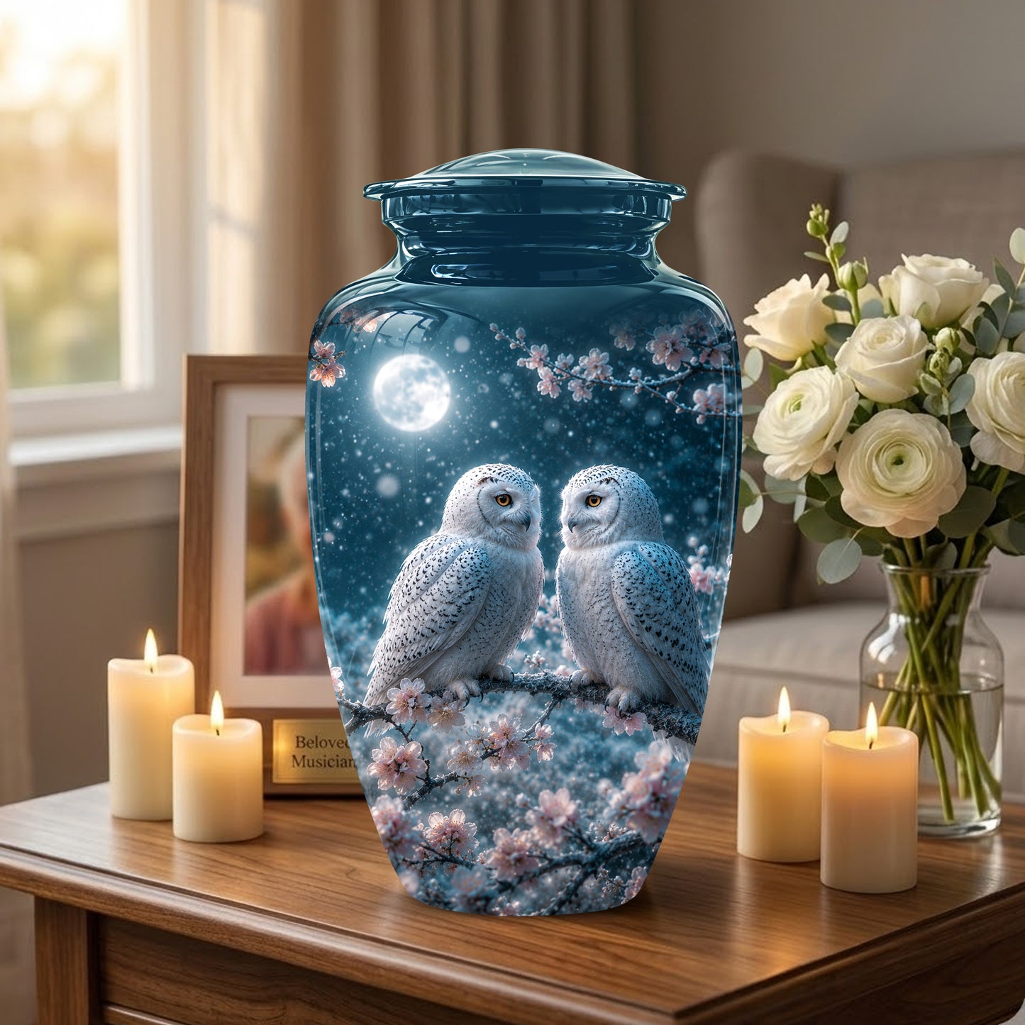 Snowy Owl Couple Memorial Urn - Majestic Couple Urns For Loved Ones