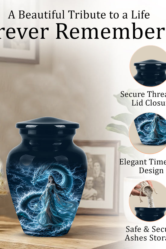 Celestial Dragon & Goddess Cremation Urn - Custom Handmade Adult Urns