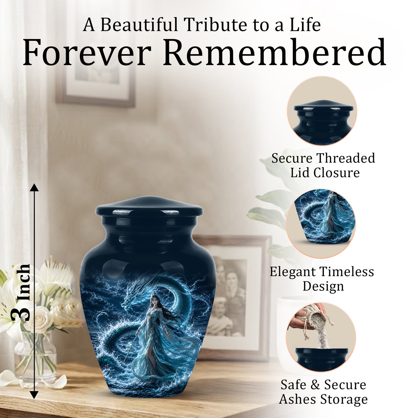 Celestial Dragon & Goddess Cremation Urn - Custom Handmade Adult Urns