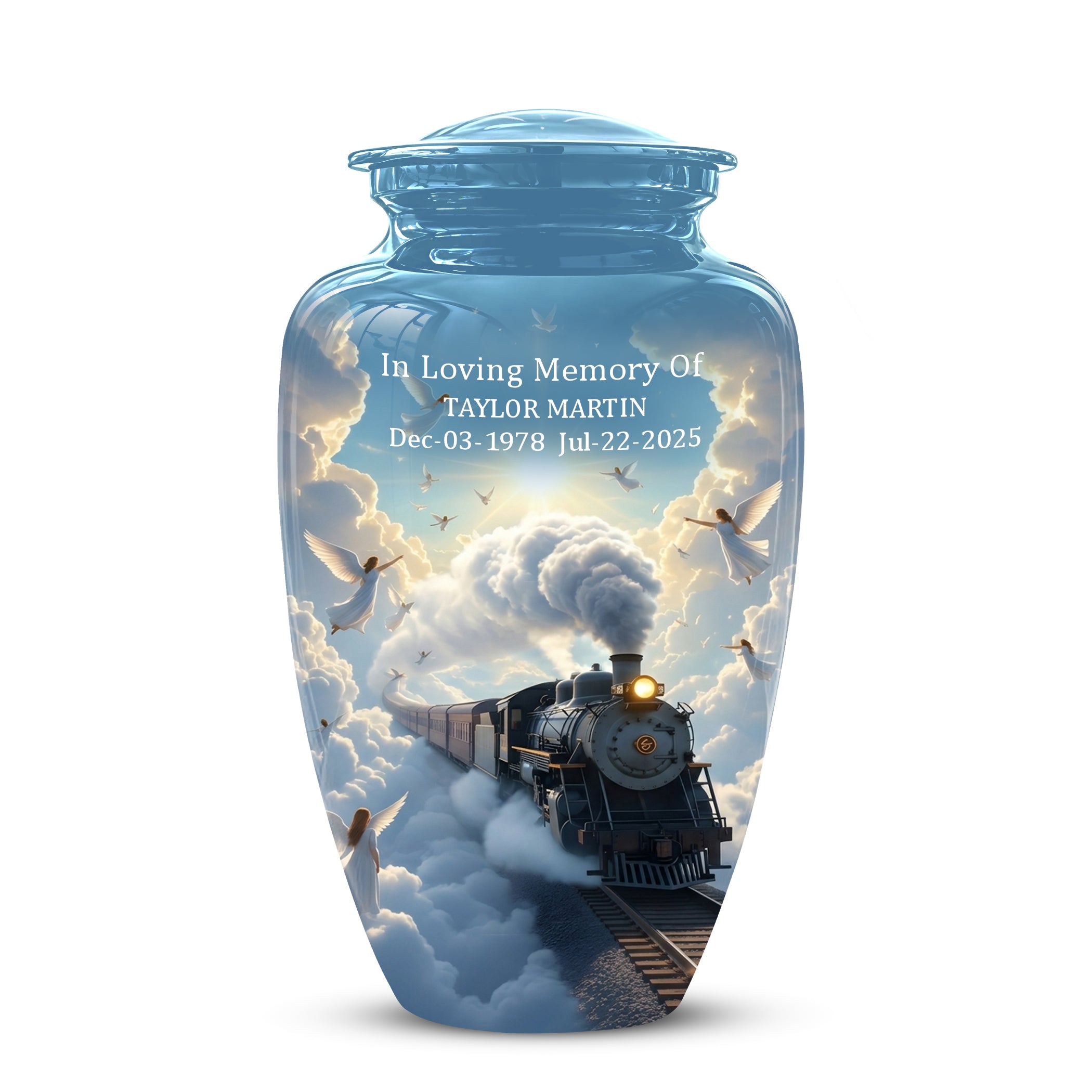 Heavenly Train Cremation Urn – Angel Clouds Memorial Urns For Ashes