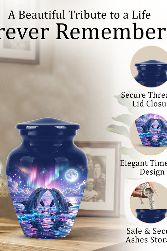 Twin Dolphin Memorial Urn - Beautiful Cremation Urns For Women Ashes