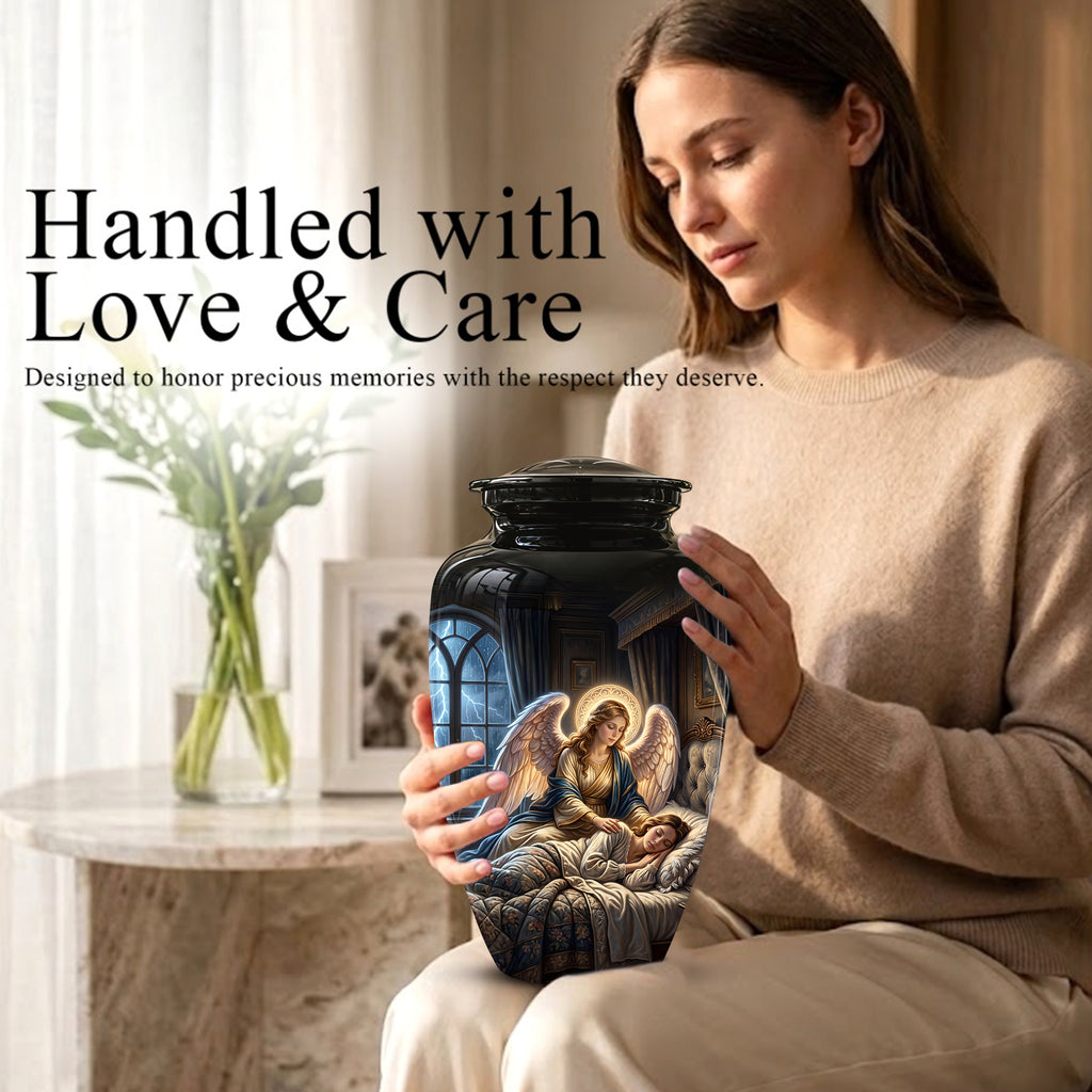 Angel Mom Cremation Urn - Black Memorial Urns For Mother Ashes
