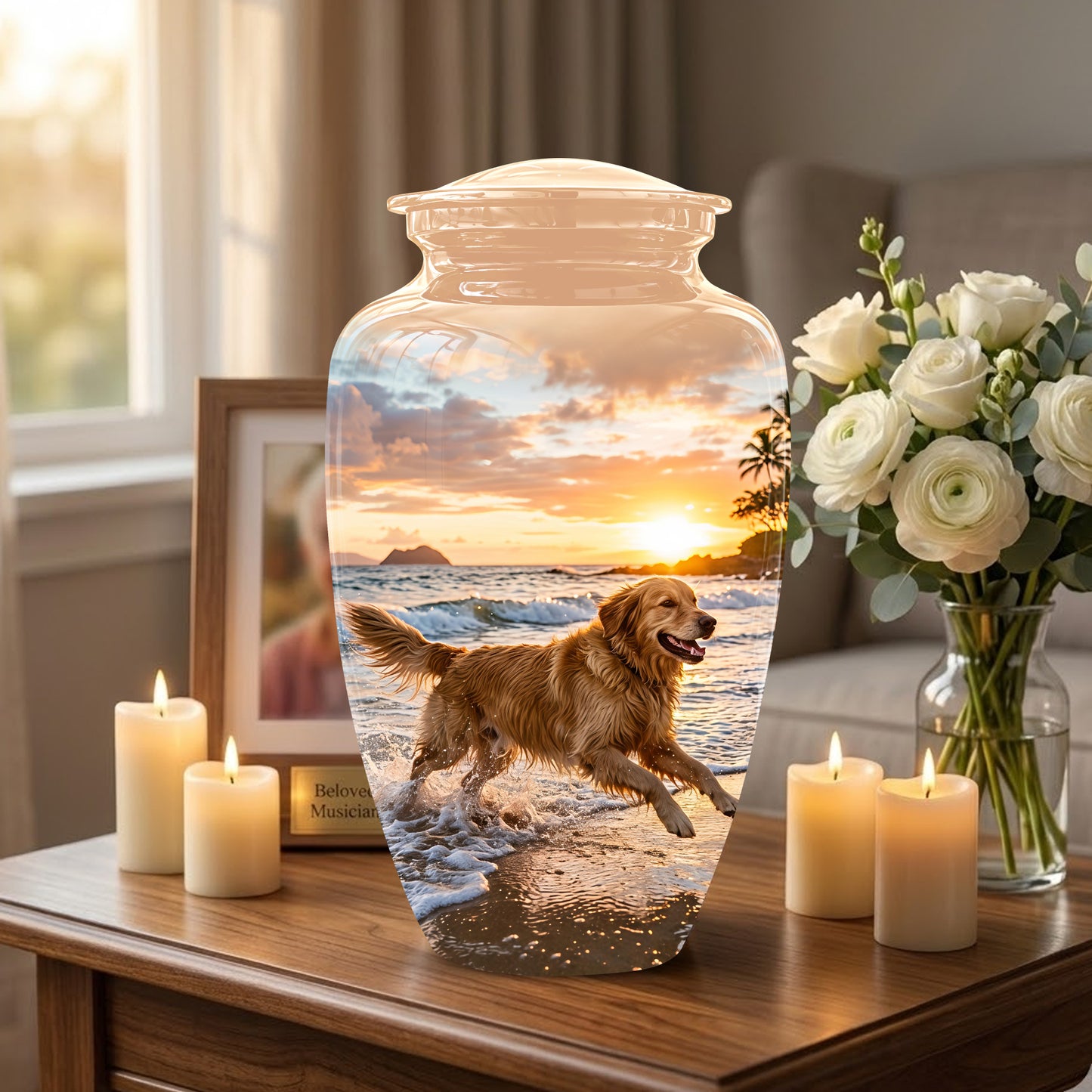 Golden Retriever Themed Urn - Personalized Memorial Urns For Pet Dog