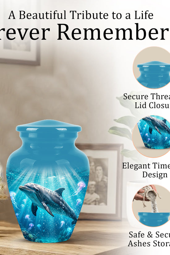 Dolphin Themed Urn - Beautifully Handcrafted Burial Urns For Mom Ashes