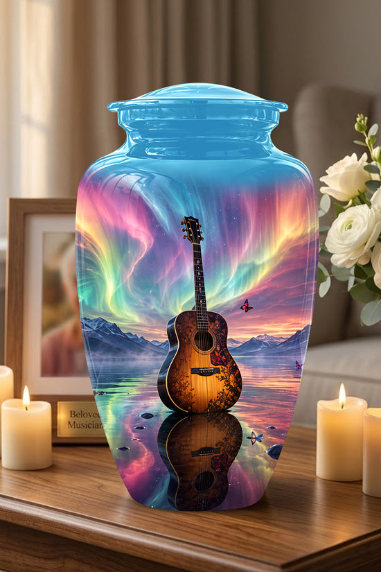 Guitar Aurora Borealis Urn - Classic Memorial Urns For Music Lovers